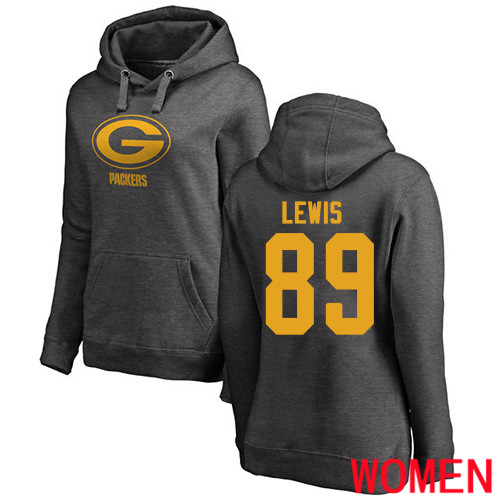 Green Bay Packers Ash Women #89 Lewis Marcedes One Color Nike NFL Pullover Hoodie Sweatshirts